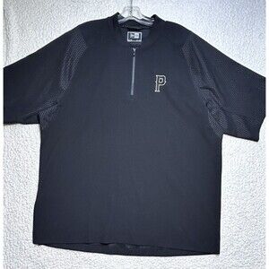 New Era NEA600 Men XL 1/4 Zip Short Sleeve Cage Jacket Black Pirates Purdue
